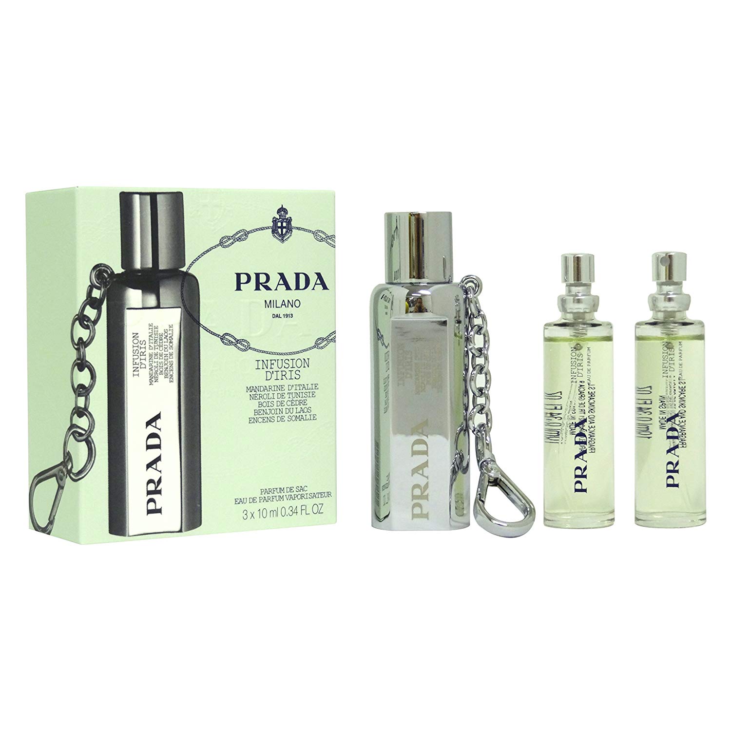 Prada Infusion D’Iris Gift Set 10ml Eau du Parfum EDP Refillable + 2 x 10ml Refills Perfumes