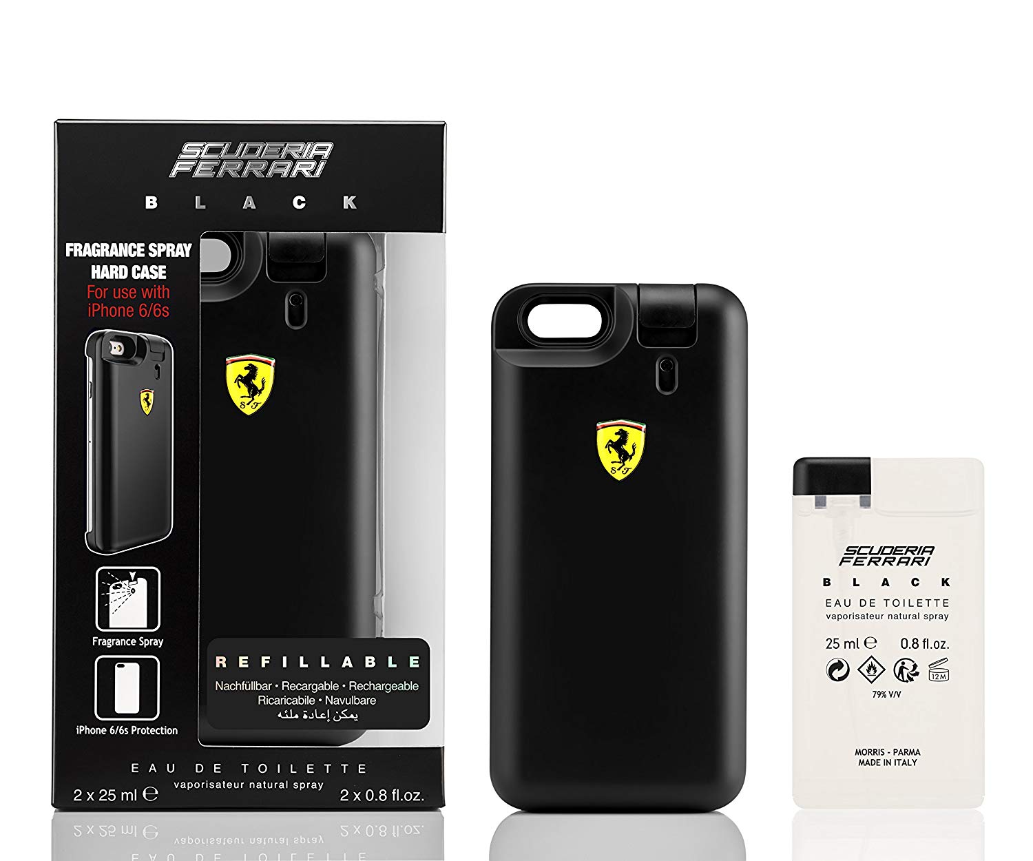 Ferrari Black Gift Set 2 x 25ml Eau De Toilette EDT+ Fragrance Spray Hard Case for Iphone6