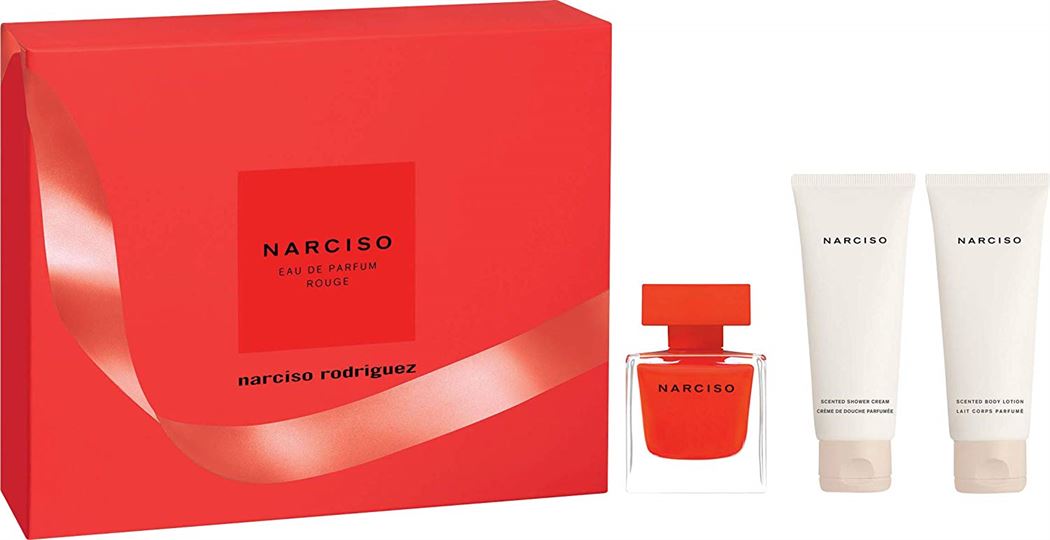 Rodriguez Narciso Rouge Gift 50ml Eau De Parfum EDP + 75ml Body Lotion 75ml Shower Gel For her | Perfumes of London