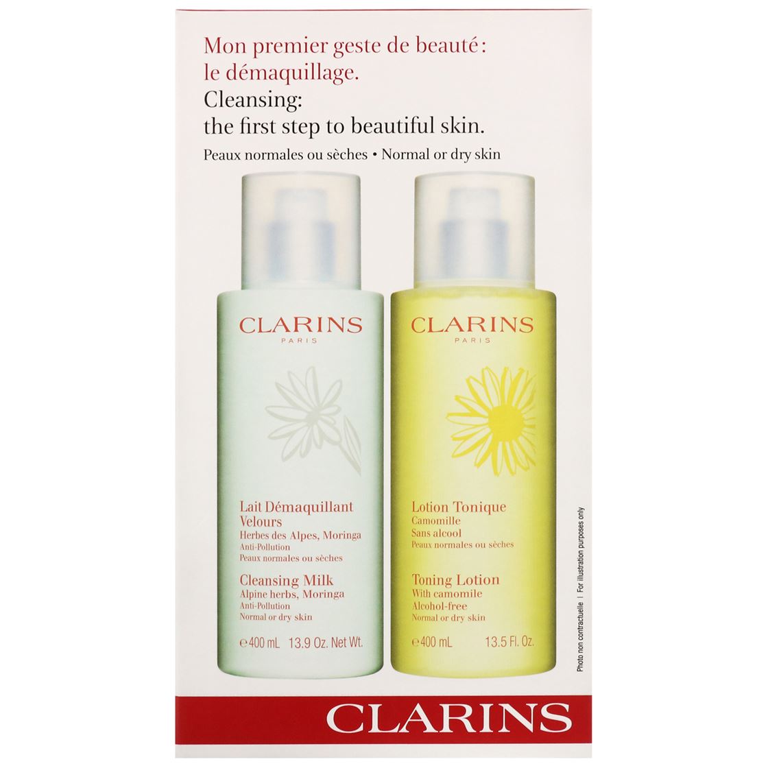 vurdere Peru marts Clarins Cleansers and Toners Gift Set – Dry/Normal Skin 400ml Cleansing  Milk + 400ml Toning Lotion | Perfumes of London