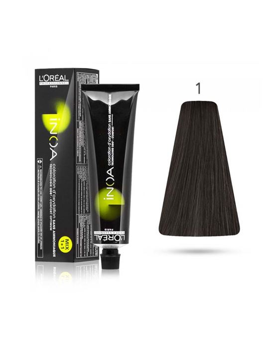 L'Oreal Inoa Coloration D Oxydation Ammonia Free Hair Colour 60g – 01 Black  | Perfumes of London